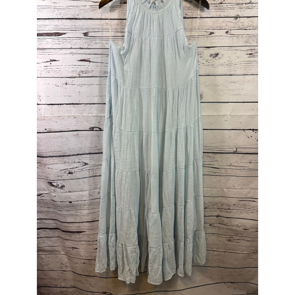 Women's Indigo Soul Light Blue Tiered Halter Maxi Dress Size L - Picture 4 of 10